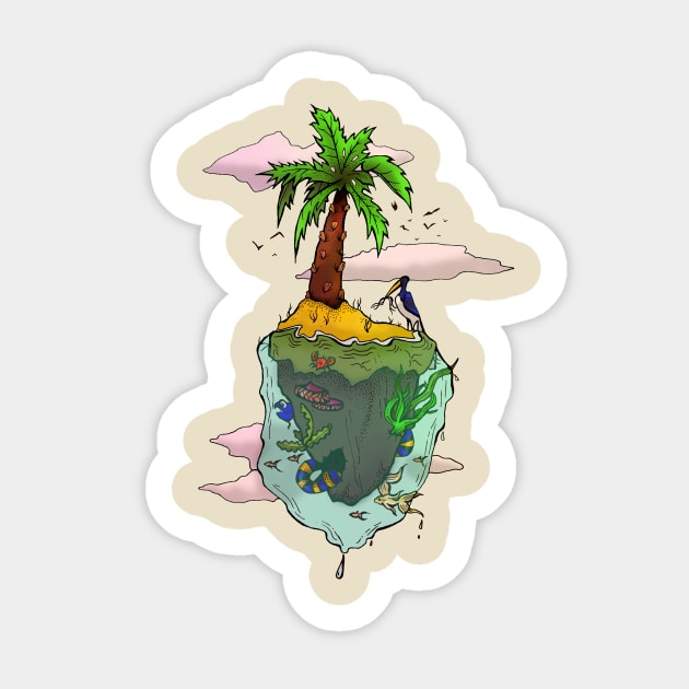 Floating Island Sticker by IndiasIllustrations